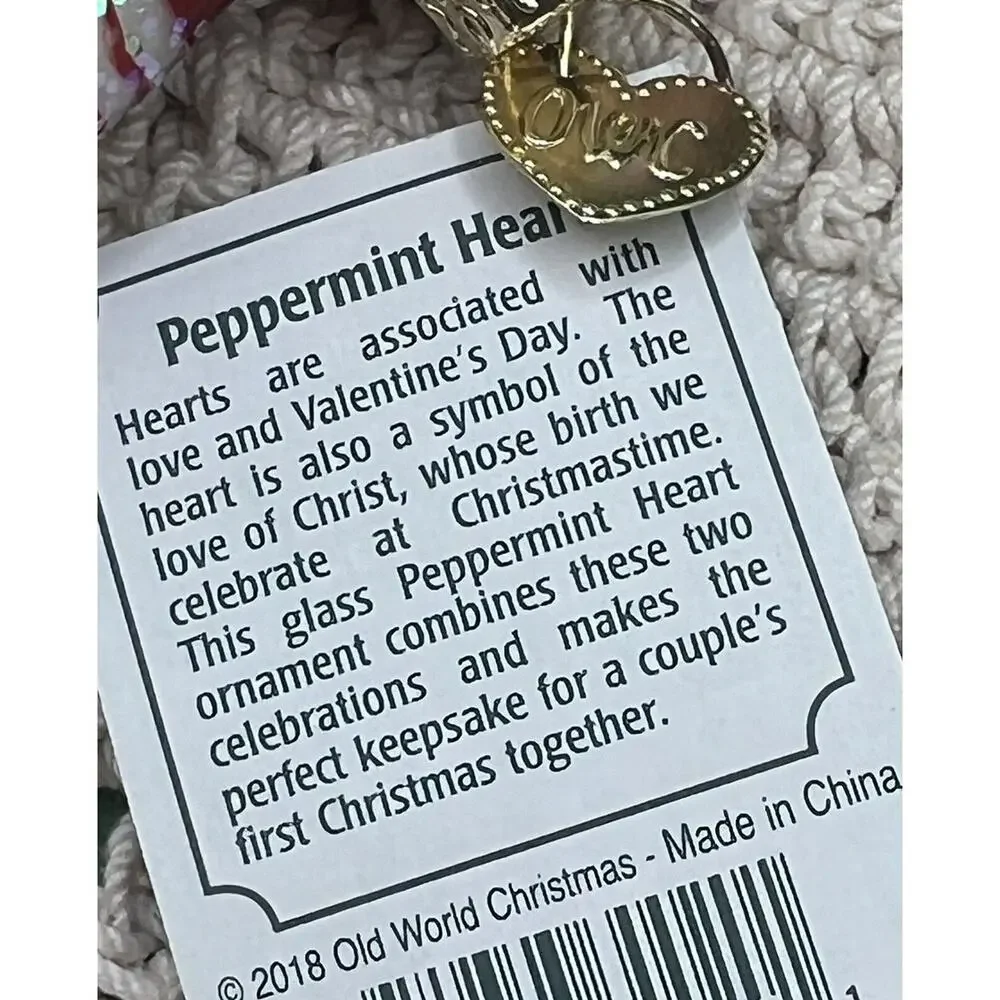 Old World Christmas Ornament-Peppermint Heart (Our First Christmas) NEW #30020‎